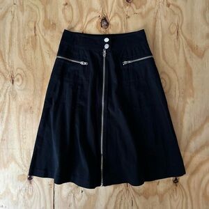 Black I.t.w by Claude Brown Zippered Women's Midi A-line Skirt